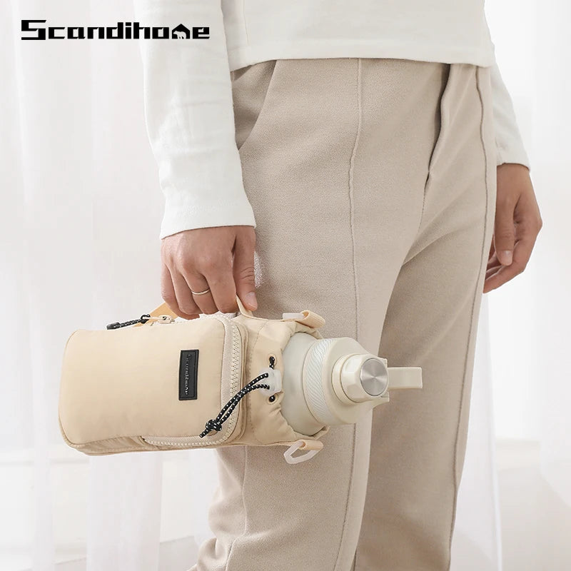 Portable Water Bottle Carrier Bag Travel Small Crossbody Shoulder Phone Pocket Bag with Cup/Water Bottle Holder Pouch